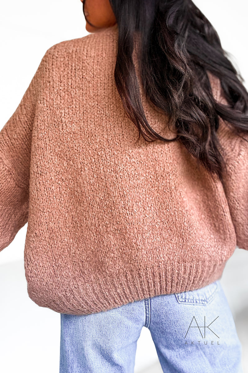 Pull beige en maille épaisse