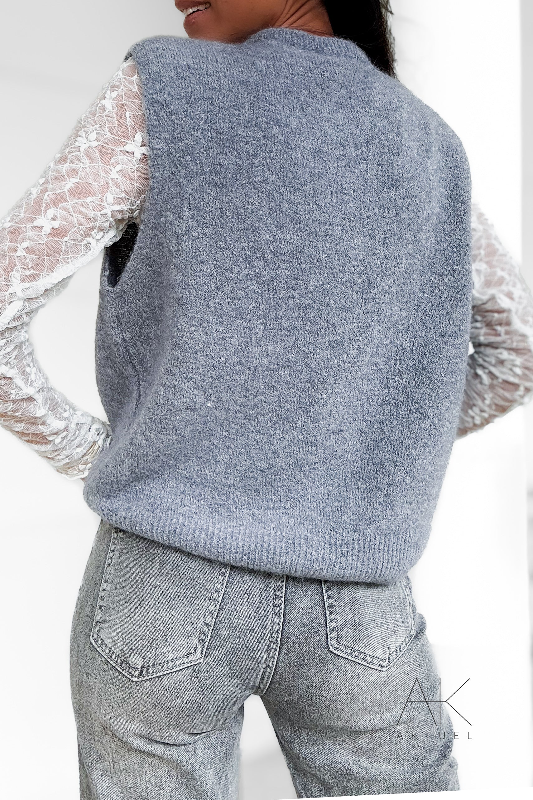 Gilet sans manches en alpaga gris