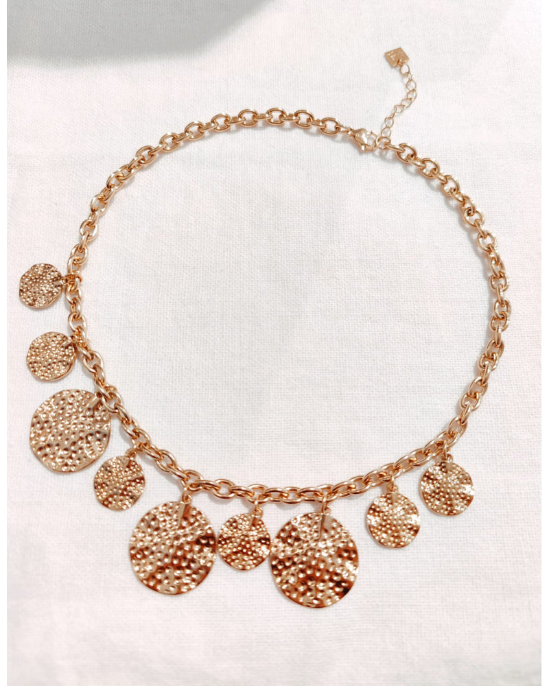 collier pampilles piécettes doré
