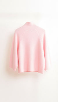 Pull à col montant rose