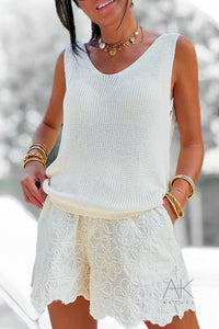 Top en maille dos twisté blanc