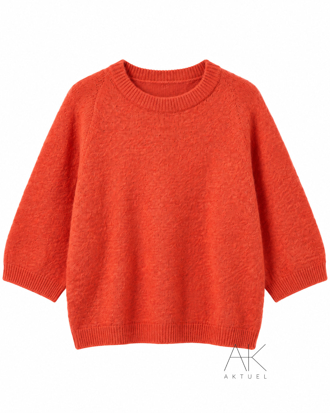 Pull alpaga orange manches 3/4