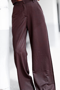 Pantalon marron fluide taille haute