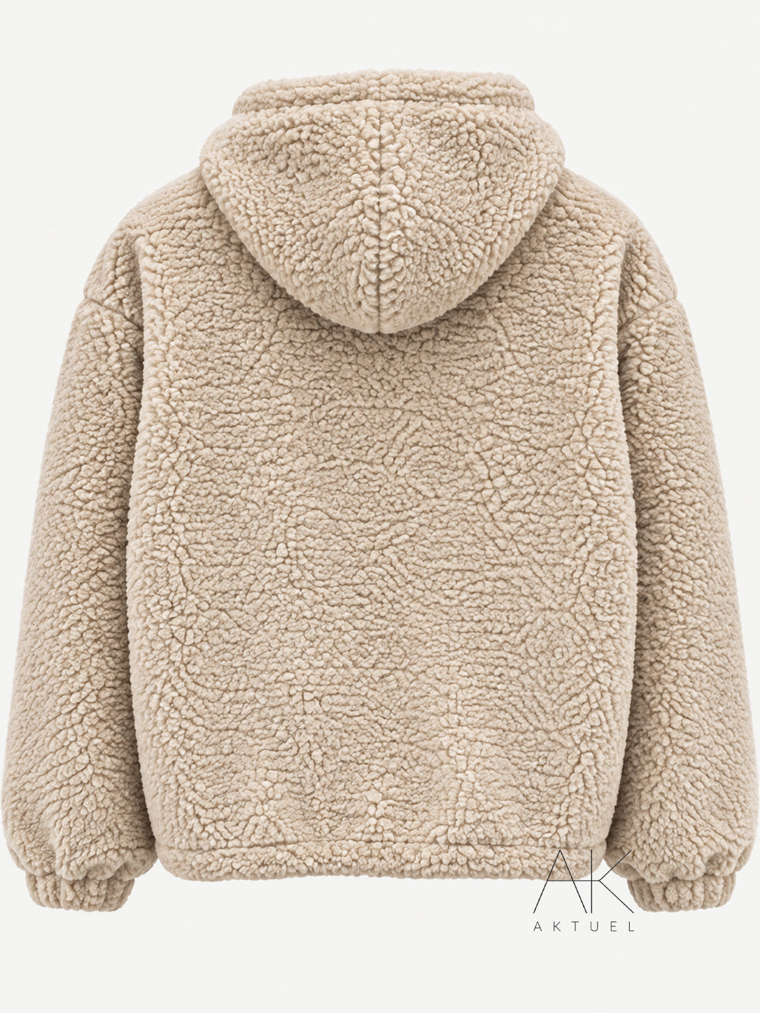 Veste Polaire moutonnée à capuche zippée beige