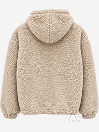 Veste Polaire moutonnée à capuche zippée beige