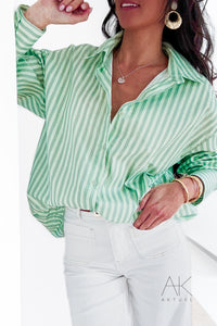 Chemise rayée verte “Iconic”
