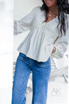 Blouse bohème écrue en dentelle