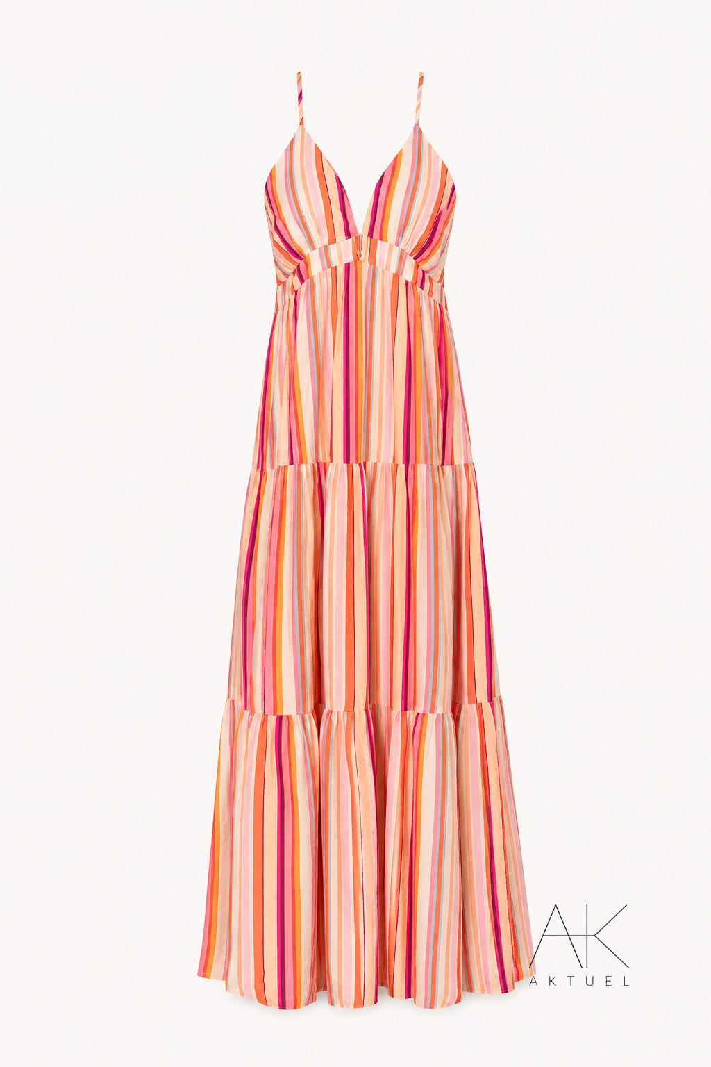 Robe longue rayée multicolore