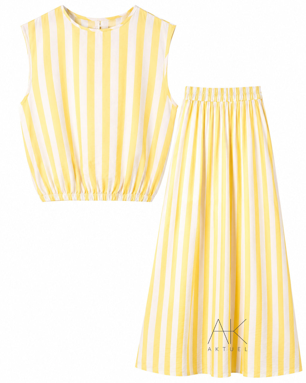Ensemble jupe jaune à rayures