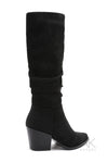 Bottes santiag hautes suédine noir à talon