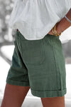 Short taille haute en coton kaki