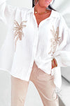 Chemise en gaze de coton palmiers dorés
