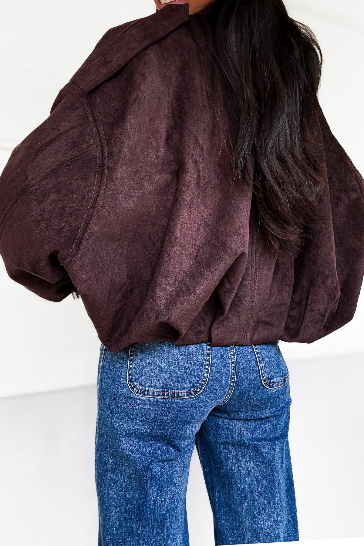Veste à manches longues marron en suédine
