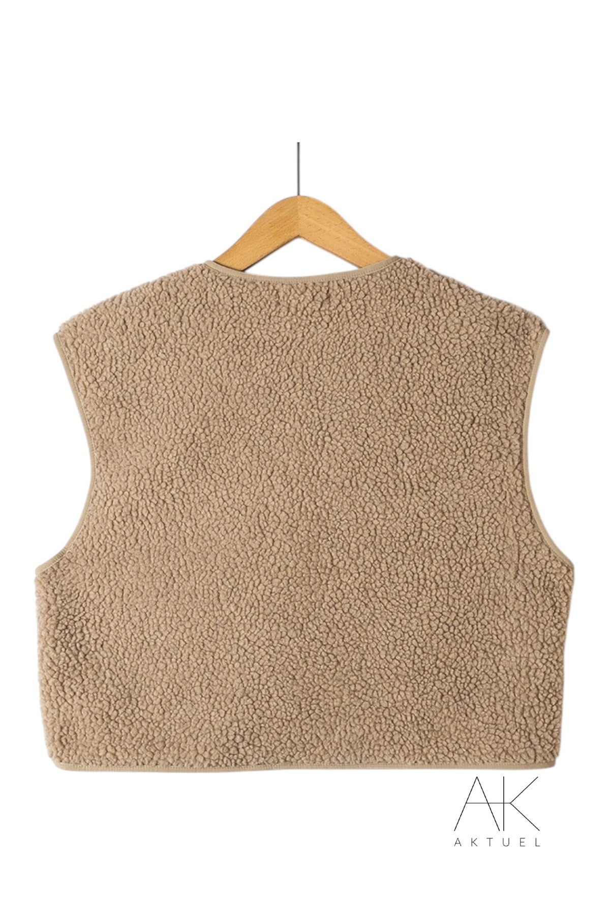 Gilet sans manches en sherpa taupe