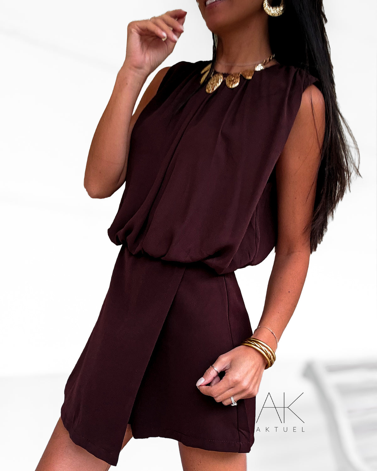 Combishort drapé bordeaux