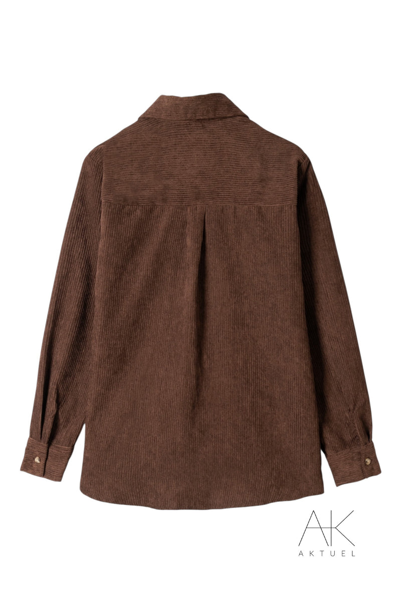 Surchemise en velours côtelé marron