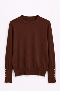 Pull fin col rond chocolat