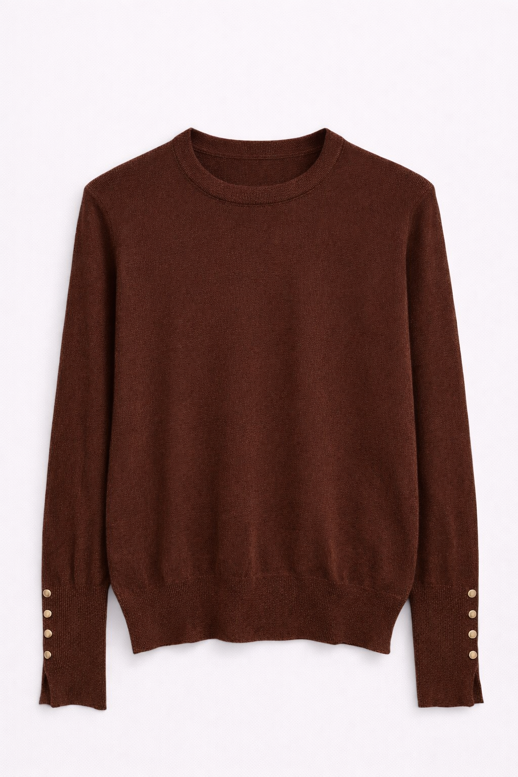 Pull fin col rond chocolat