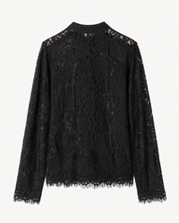 Blouse noire dentelle à attaches chinoises