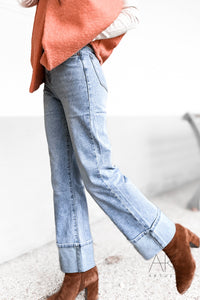 Jeans wide leg avec ourlet