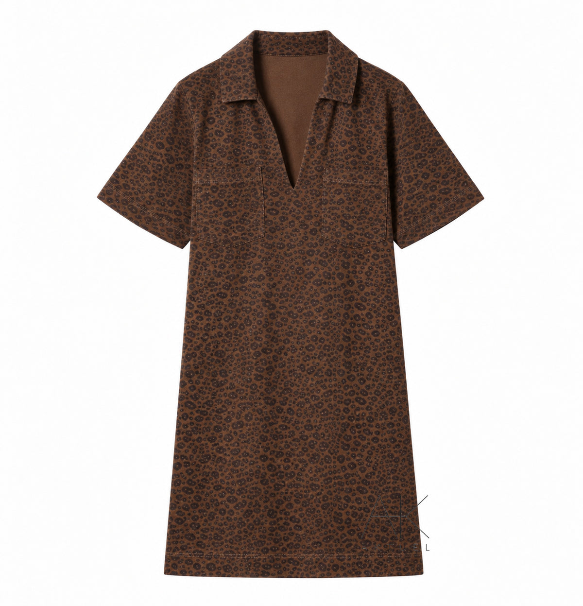 Robe léopard chocolat à col chemise