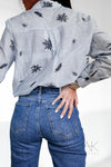 Chemise rayée avec broderies