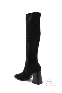 Bottes noires suédine à talon