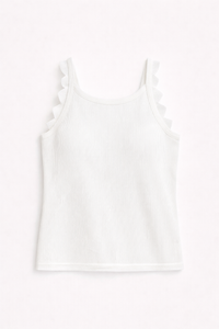 Débardeur blanc côtelé à volants