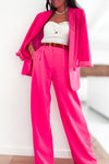 Pantalon large tailleur fuschia