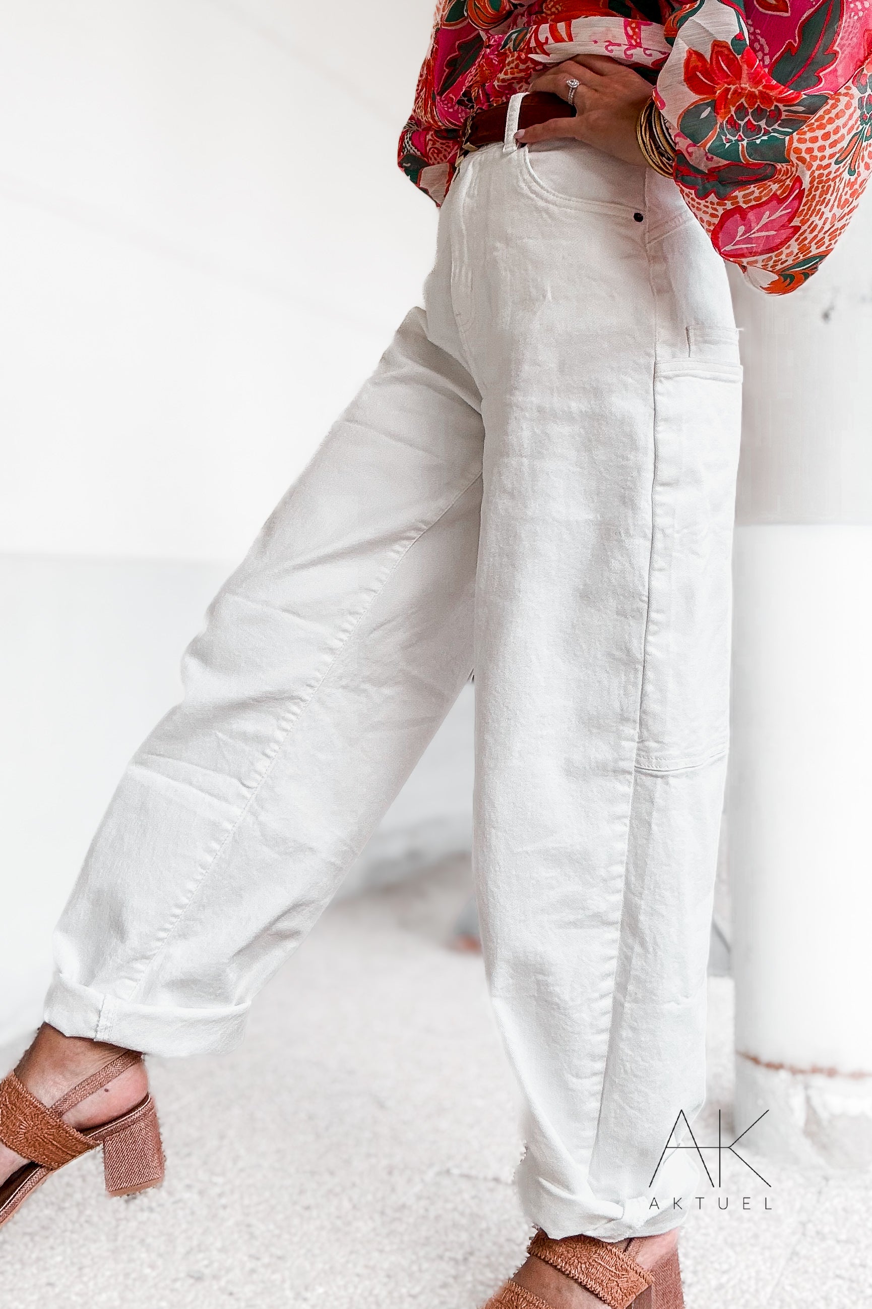 Jean wide balloon blanc
