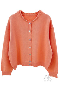 Gilet boutonné en maille orange