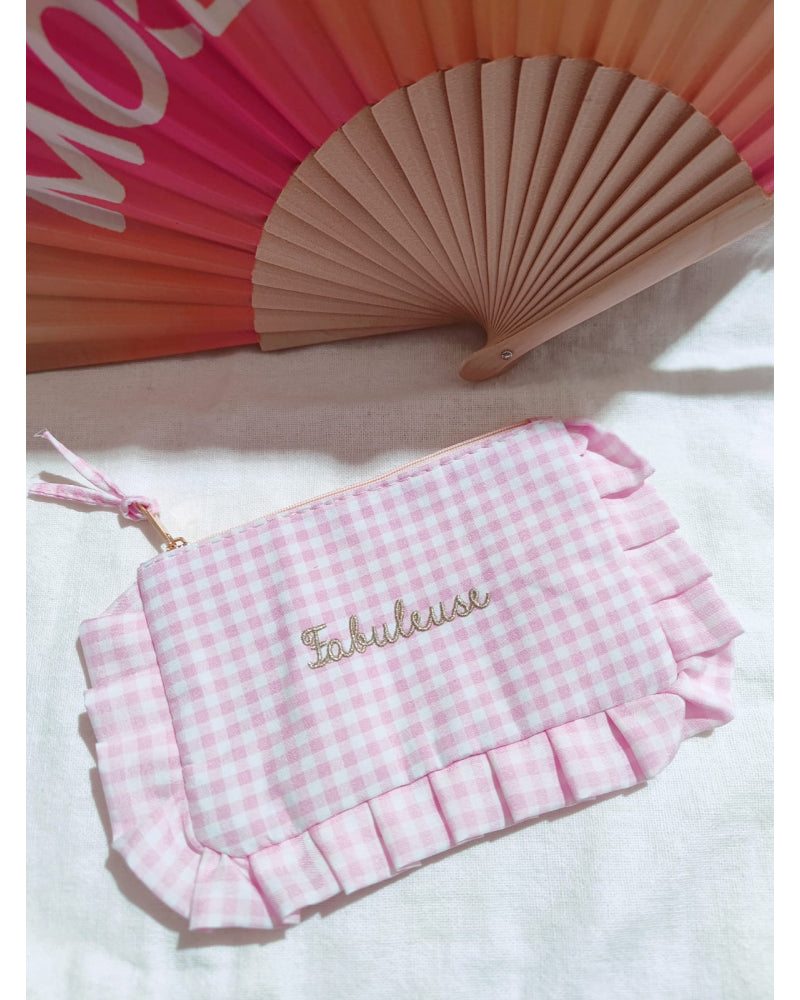 Pochette froufrou Fabuleuse rose