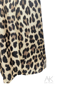 Pantalon fluide à motif léopard beige