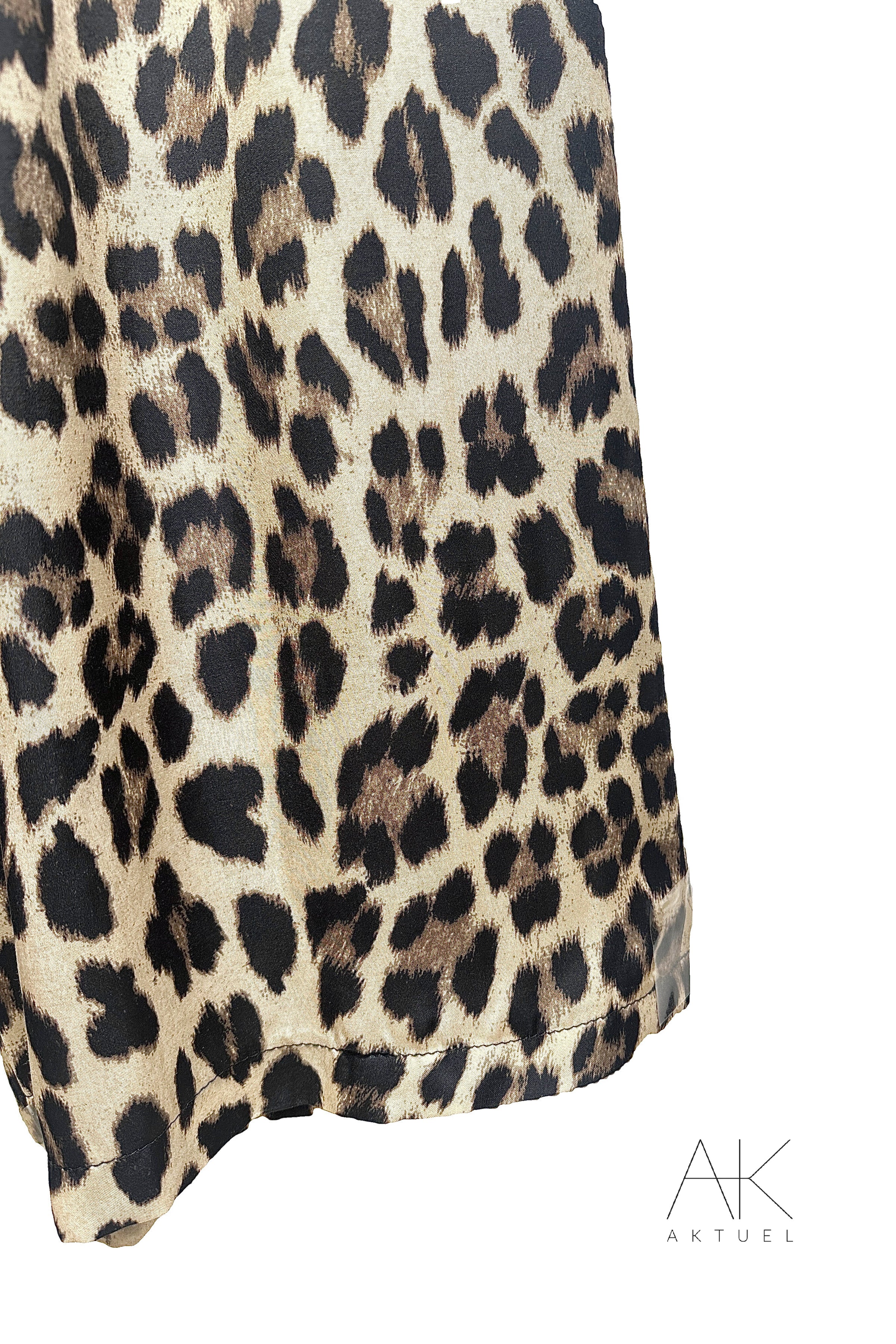 Pantalon fluide à motif léopard beige