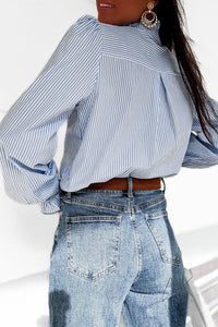 Chemise rayée bleu à volants