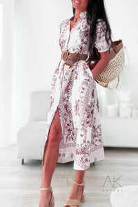 Robe midi imprimée avec ceinture