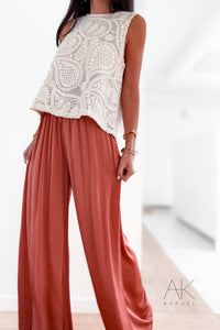 Pantalon satiné terracotta