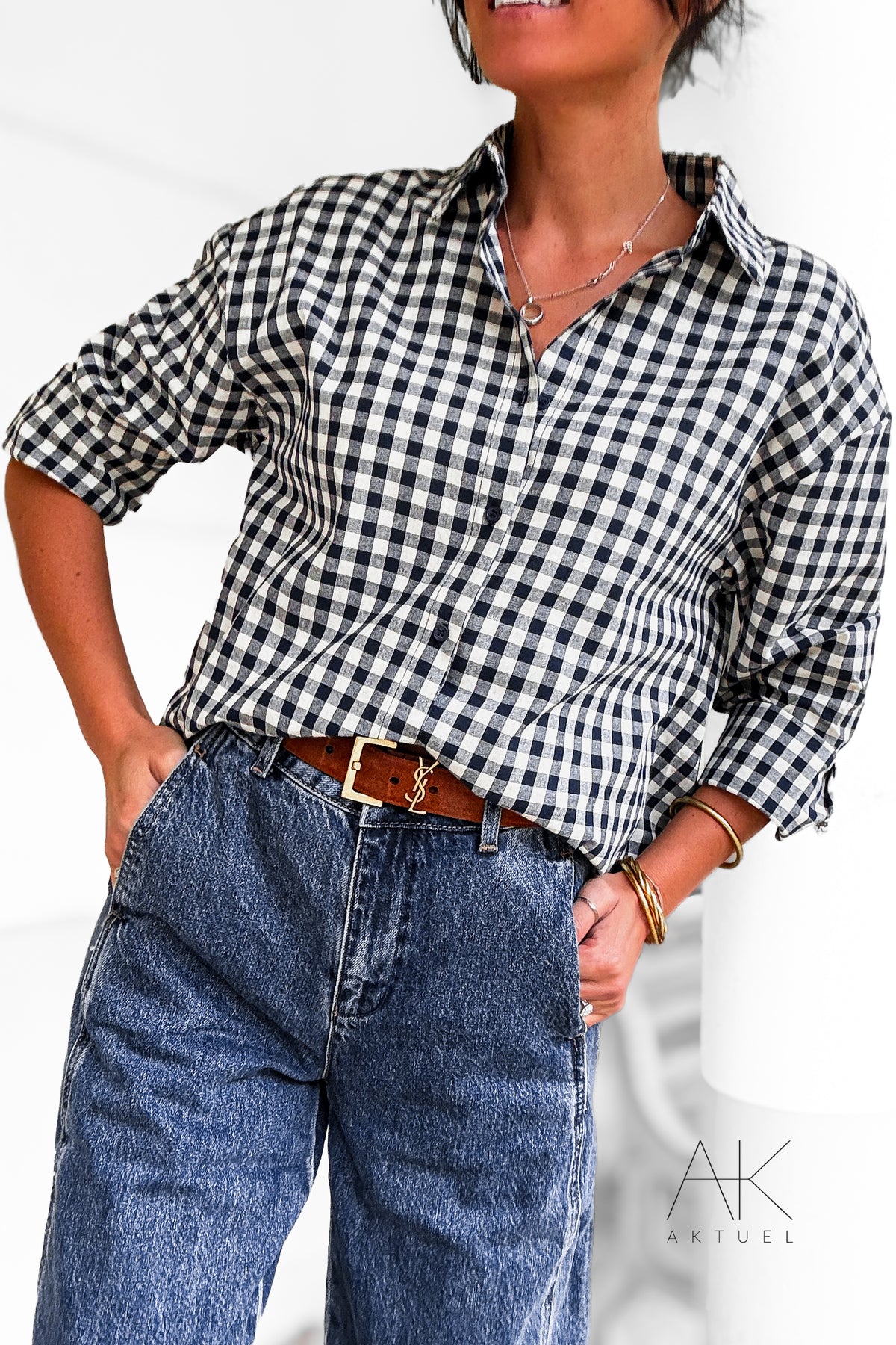 Chemise vichy bleu marine ICONIC CLUB