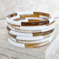 Bracelet Jonc Corne - 5 mm - Trio White