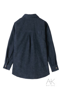 Surchemise en velours côtelé bleu marine