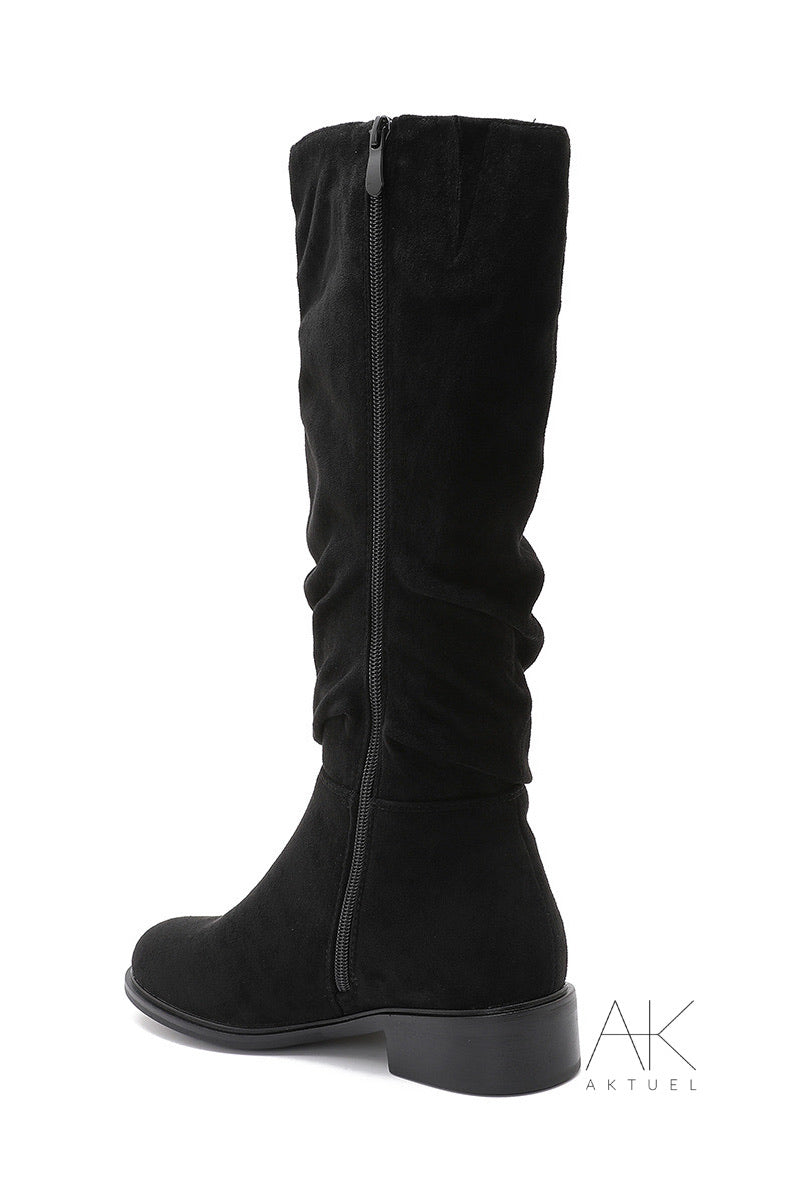 Bottes plates suédine noir