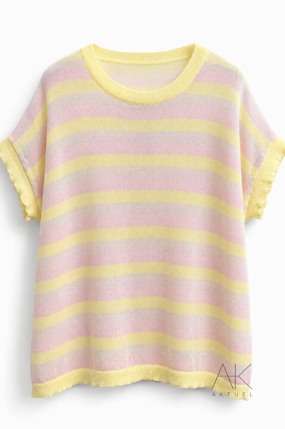 Pull fine maille rayée rose pastel