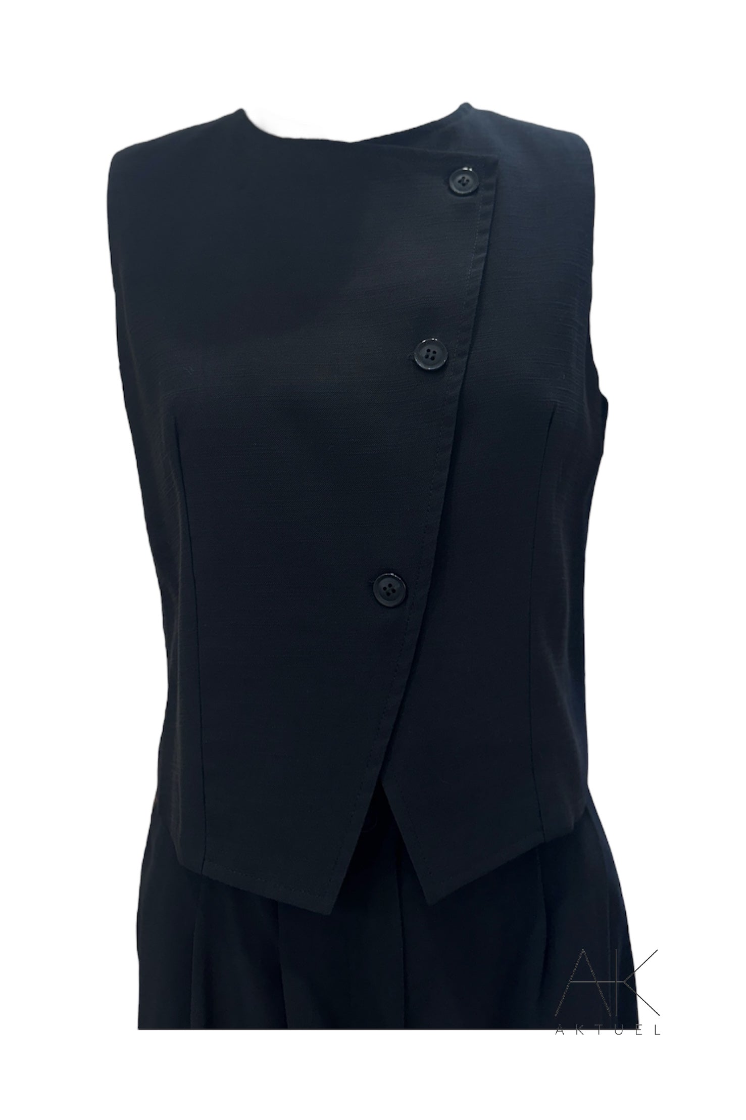 Gilet sans manches asymétrique noir