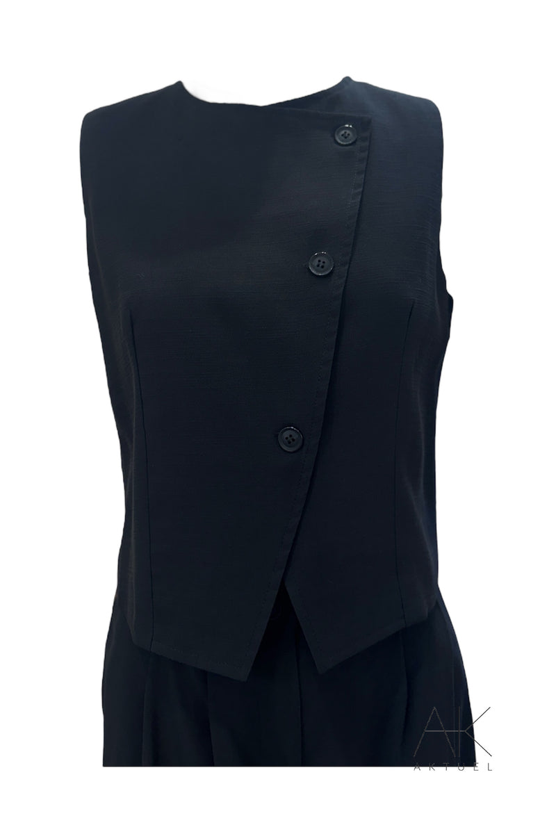 Gilet sans manches asymétrique noir