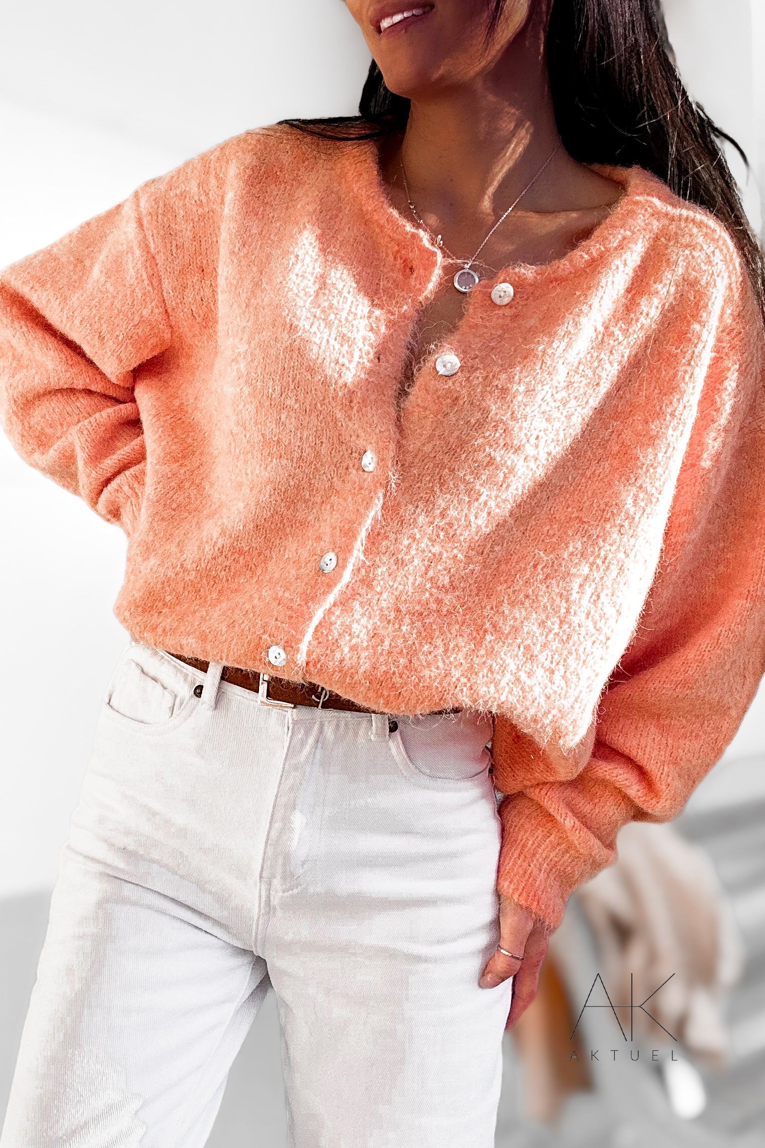 Cardigan en maille orange