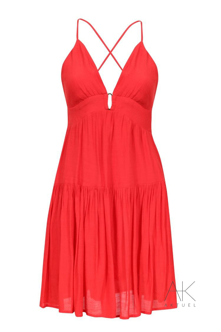 Robe Courte rouge Dos Croisé
