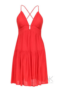 Robe Courte rouge Dos Croisé