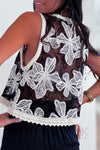 Top à crochet beige “Fleur de dentelle”