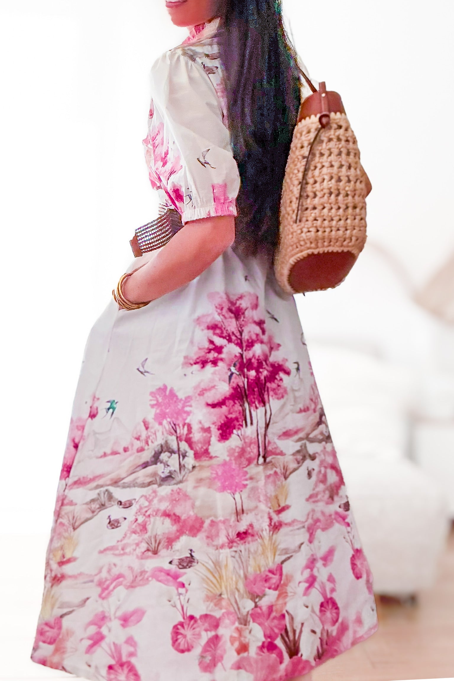 Robe chemise imprimé rose