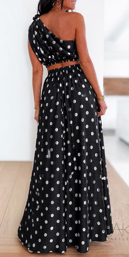 Ensemble asymétrique pois noir & blanc